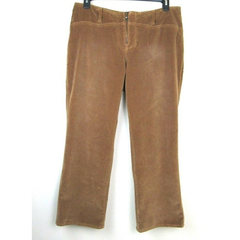 Venezia Light Brown Crushed Velvet Pants Front Zipper 16P Women's Petite
